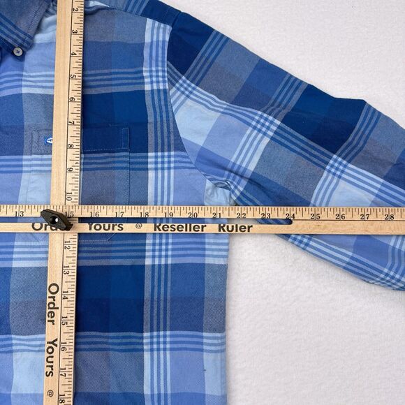 Southern Tide Button Up Shirt Men Size Medium Blue Plaid Classic Fit Casual Knit - Picture 9 of 10
